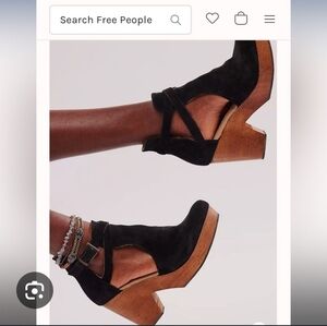 Free People Cedar Black Suede Clogs